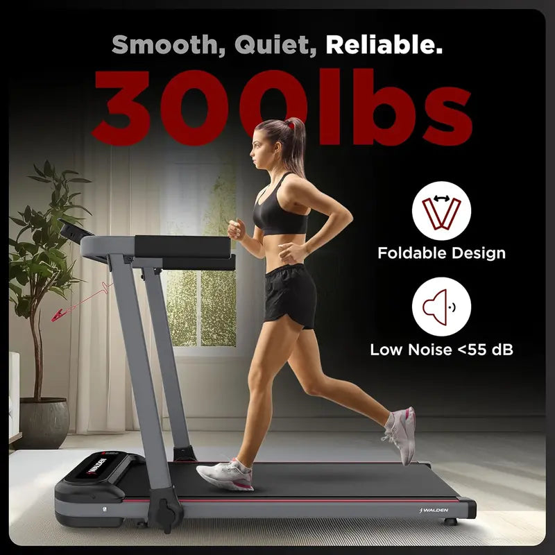 Walden Sports Folding Electric Treadmill — Lightweight Portable Running Machine with LCD Monitor and Handlebars