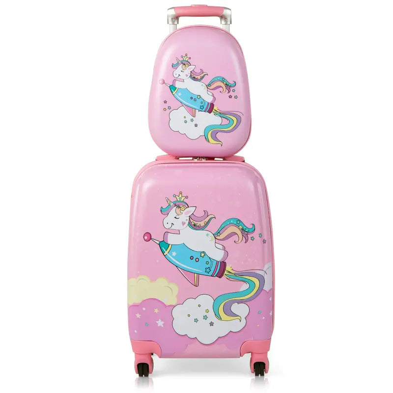Pink Kids' Carry-On Luggage Set: 12″ and 18″ Spinner Suitcases