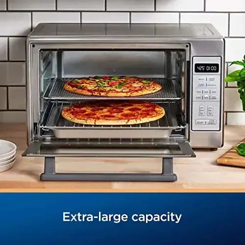 Oster Extra-Large 10-in-1 Air Fryer Oven — Fits Two 14-Inch Pizzas, Stainless Finish, Ideal for Entertaining