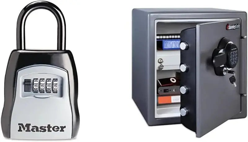 Weatherproof Key Lock Box with SentrySafe Fire & Water Resistant Safe – 1.23 Cu Ft Security Bundle