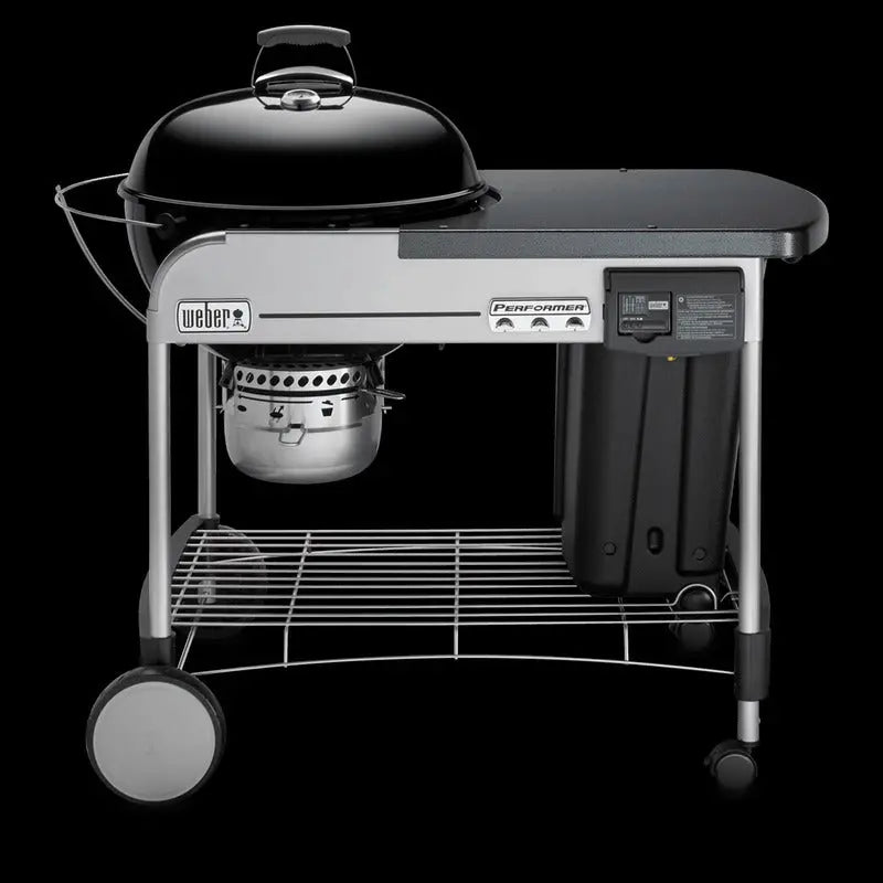 Weber Performer Deluxe 22-Inch Charcoal Grill – Black, Built-in Thermometer & Ash Catcher