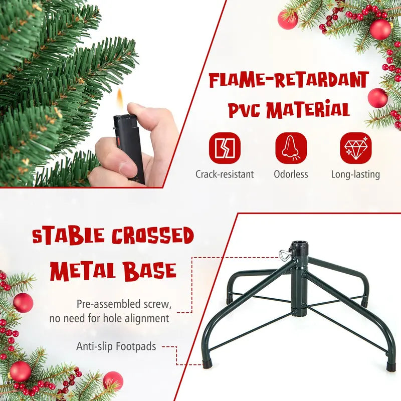 Slender Pre-Lit Pencil-Style Christmas Tree for Compact Home or Office Spaces
