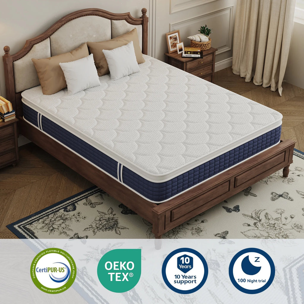 Sailvan Full Size Mattress, 12 in Memory Foam Mattress in a Box, Medium Firm Mattress Full Size with Upgrade 7 - Zone Support, Motion Isolation & Certipur - US for Pressure Relief, Black