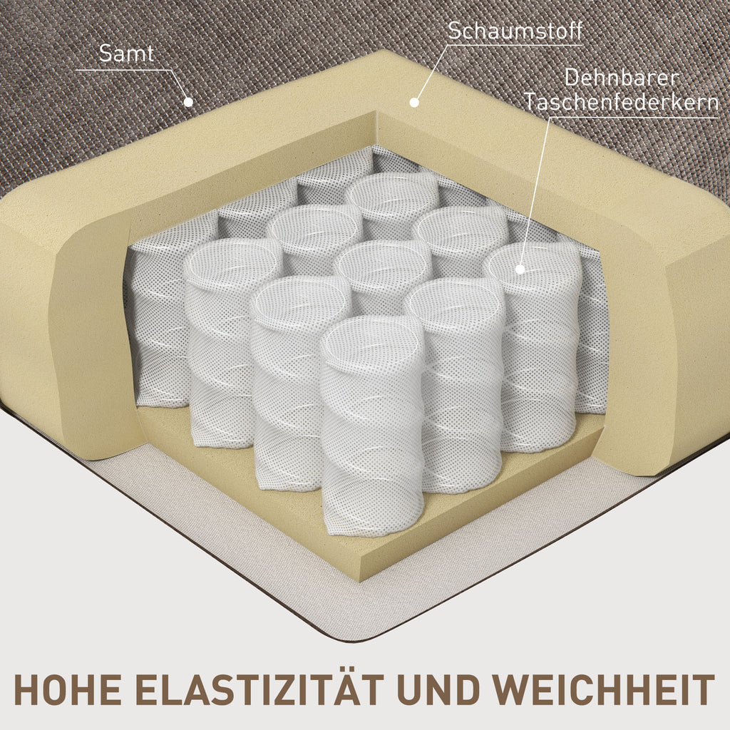 HOMCOM Relaxsessel mit Fußstütze, Loungesessel modern, drehbar, bis 150 kg, Stahlrahmen, 88x96x108cm, Hellbraun