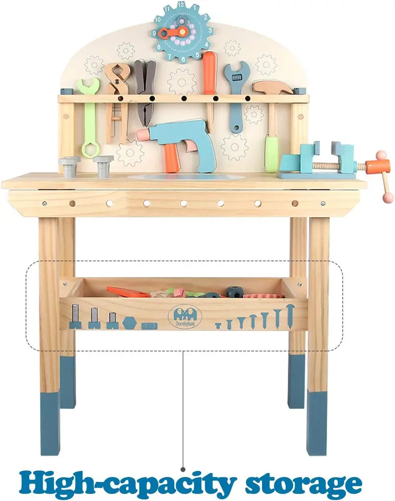 Wooden Kids' Tool Workbench – Hands-On Construction Play Table with Integrated Tool Set