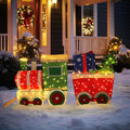 VEIKOU 5FT Outdoor Christmas Train Set with 170 LED Lights, Alloy Steel Frame, Festive Yard Decoration