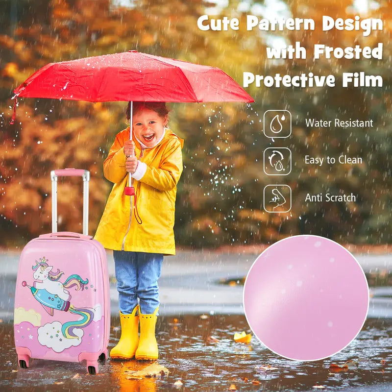Pink Kids' Carry-On Luggage Set: 12″ and 18″ Spinner Suitcases