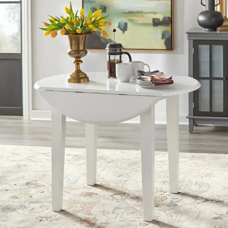 Simple Living Rollo Drop-Leaf Dining Set – Solid Wood 3-Piece Extendable Table & Chairs