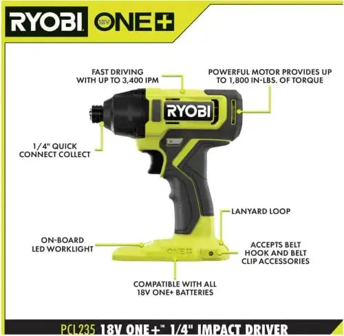 RYOBI ONE+ 18V Cordless 6-Tool Combo Kit – Complete Starter Set for DIY and Professional Use