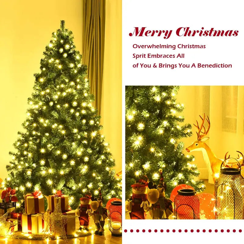 Premium Hinged Pre-Lit Artificial Spruce Christmas Tree