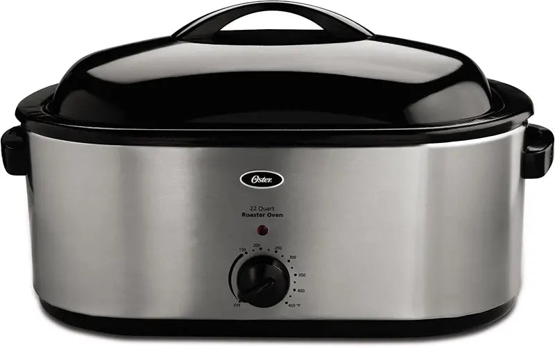 Oster 22-Quart Stainless Steel Roaster Oven – Adjustable Temperature Control, Removable Rack & Even Heat Distribution