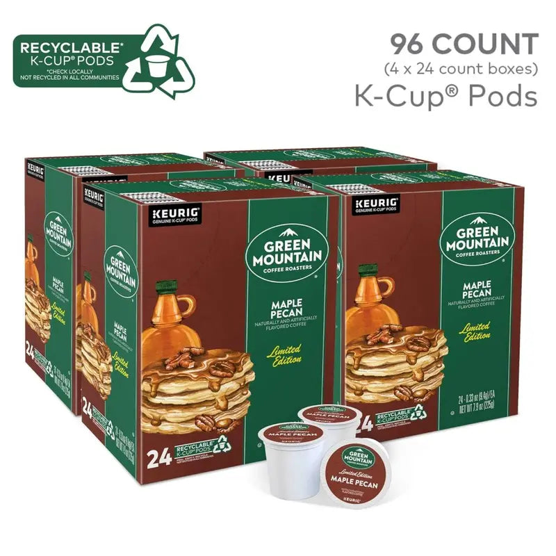 Green Mountain Maple Pecan Coffee K-Cup Pods, Light Roast, 96 Count, 4 Packs of 24
