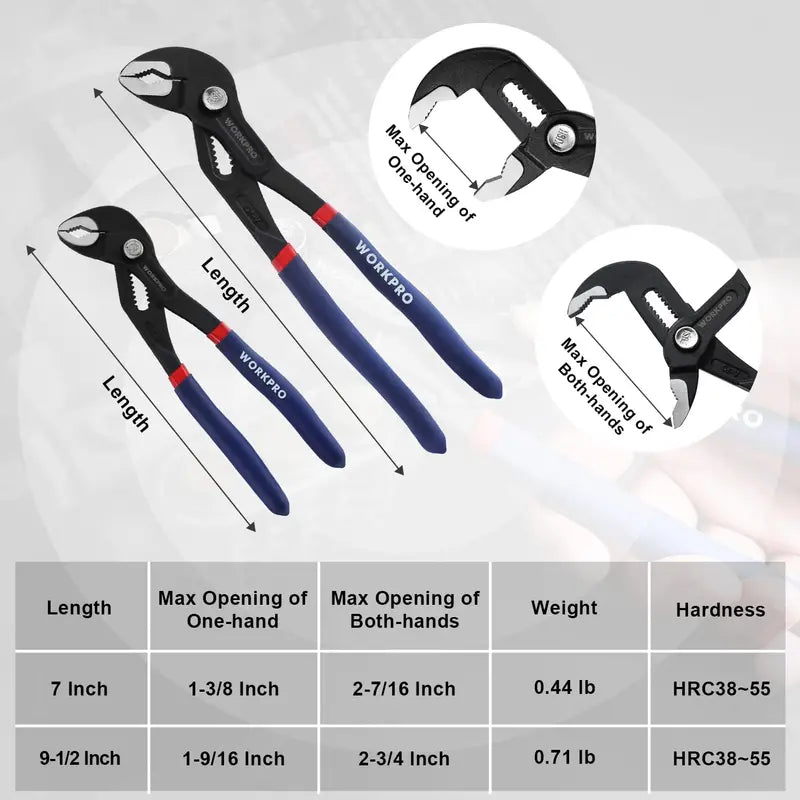 WORKPRO Groove Joint Pliers – Ergonomic Comfort-Grip Design for Precision Tasks