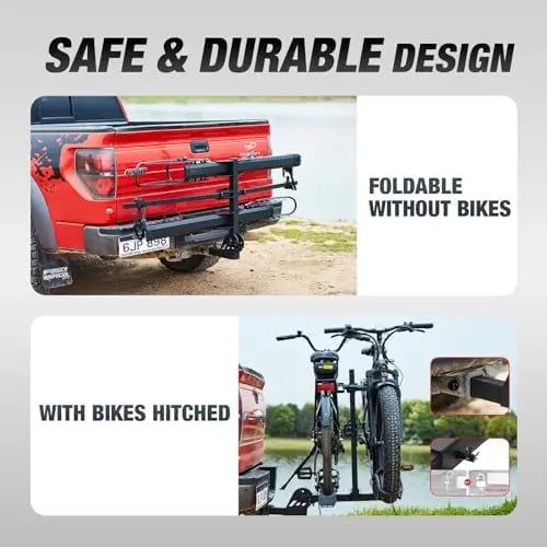 Young Electric 2-Bike Rack Mate R with Ramp for 2″ Receiver, 200 Lbs Capacity, Fits E-Bikes & Fat Tires