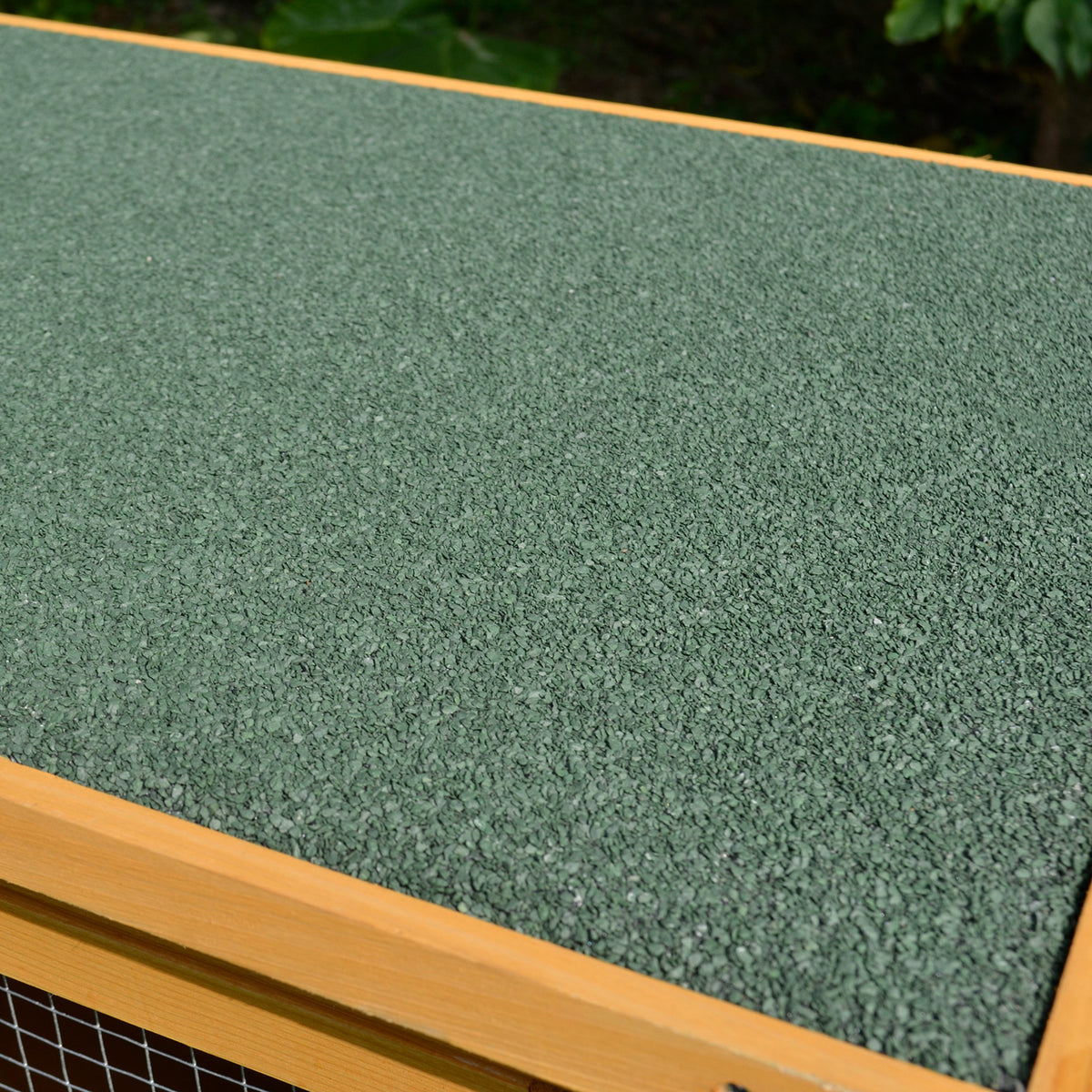 PawHut Kaninchenkäfig Kaninchenstall Außen 2 Türen herausnehmbare Schublade erhöhte Füße aus Massivholz 115 x 44,3 x 65 cm Hellgelb