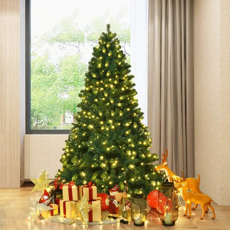 Premium Hinged Pre-Lit Artificial Spruce Christmas Tree