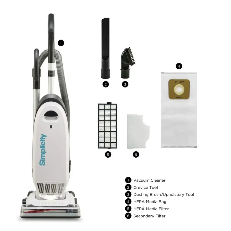 Simplicity S20EZM Allergy Upright Vacuum – Bagged HEPA Filtration for Carpets, Hard Floors & Pet Hair