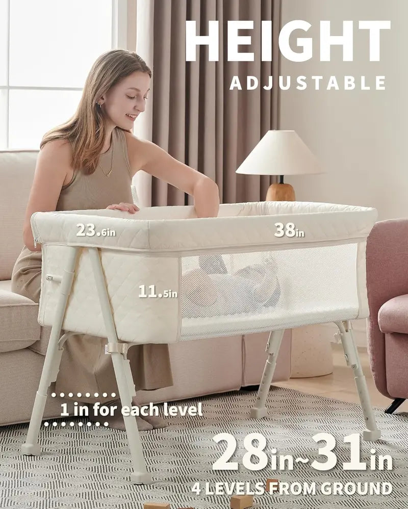 Night Cat Bedside Bassinet — Secure Newborn Sleeper with 4-Point Auto-Lock System & Adjustable Height