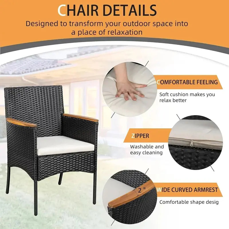 Shintenchi Wicker Patio Conversation Set — 4-Piece Outdoor Furniture Ensemble with All-Weather Cushions