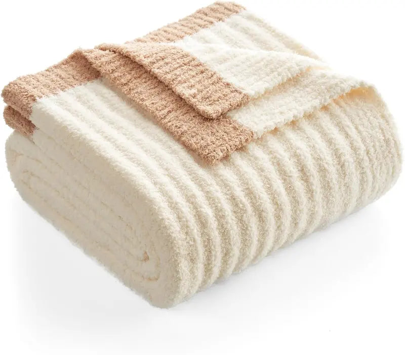 Reversible Ribbed Knit Throw Blanket – Soft Dual-Texture Sofa & Bed Cover