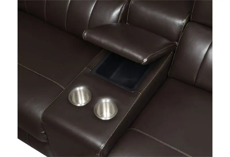 Power Reclining Leather Sectional Sofa – 4-Seat with USB/Outlets