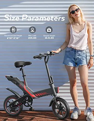 Sailnovo 14″ Folding Electric Bike – Lightweight E-Bike for Adults & Teens with Integrated Lithium Battery