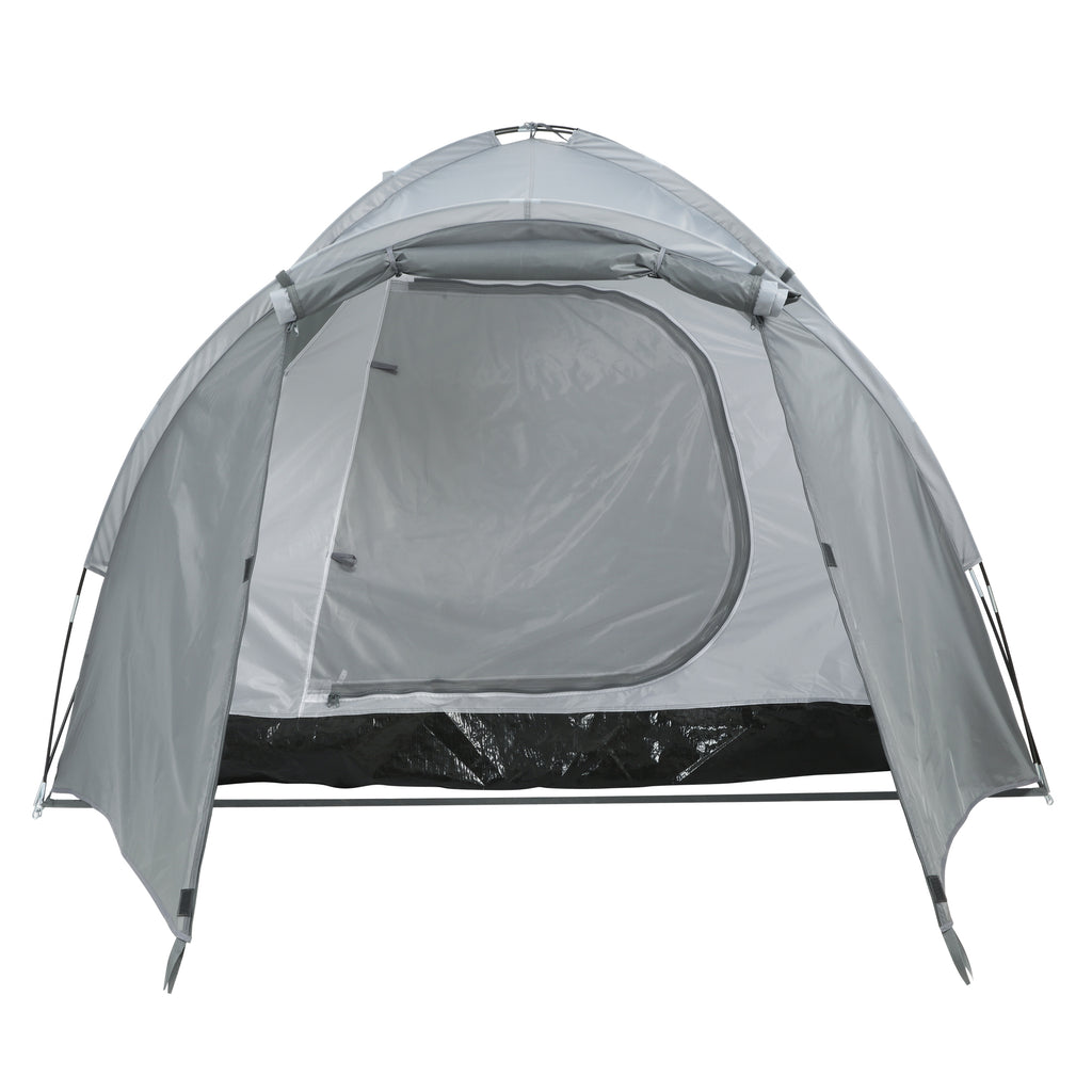 Outsunny Campingzelt für 2-3 Personen Glasfaser Tür mit Reißverschluss Meshfenster inkl. Transporttasche Kuppelzelt 190T Kunstleder2000mm Glasfaser Grau