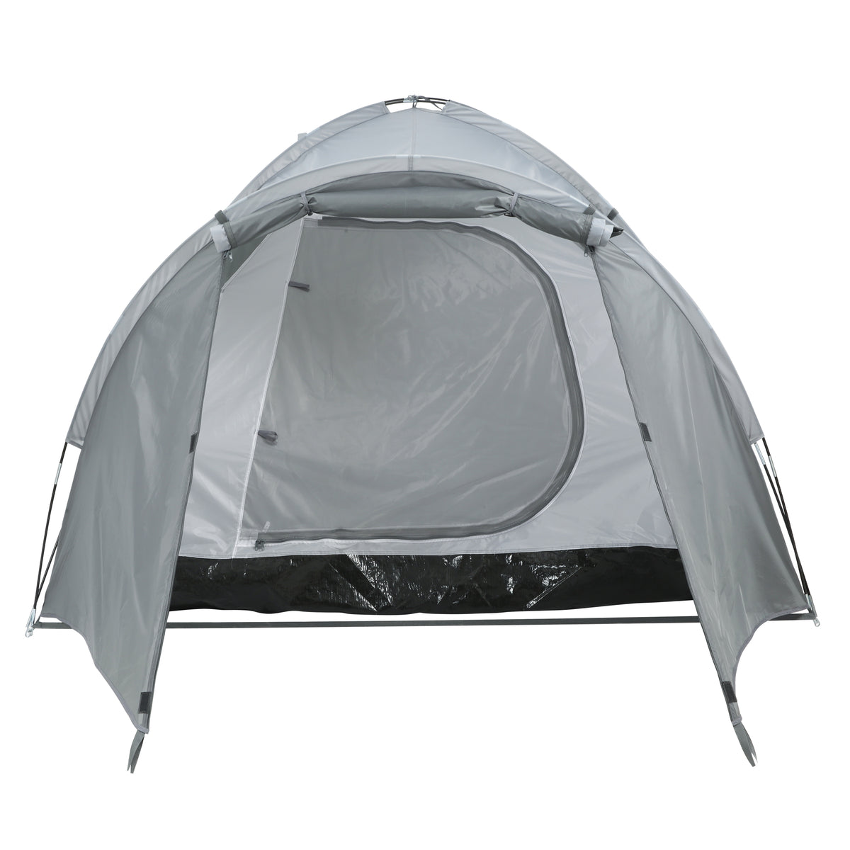 Outsunny Campingzelt für 2-3 Personen Glasfaser Tür mit Reißverschluss Meshfenster inkl. Transporttasche Kuppelzelt 190T Kunstleder2000mm Glasfaser Grau
