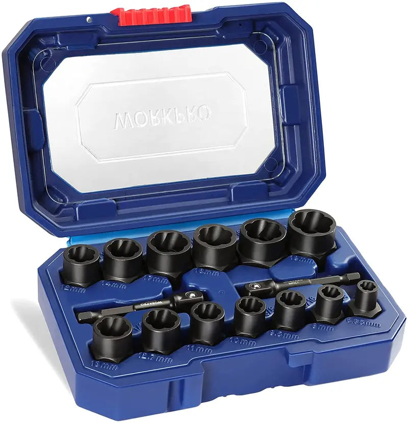 WORKPRO Impact Bolt & Nut Remover Set – 15-Piece Ratcheting Removal Tool Kit