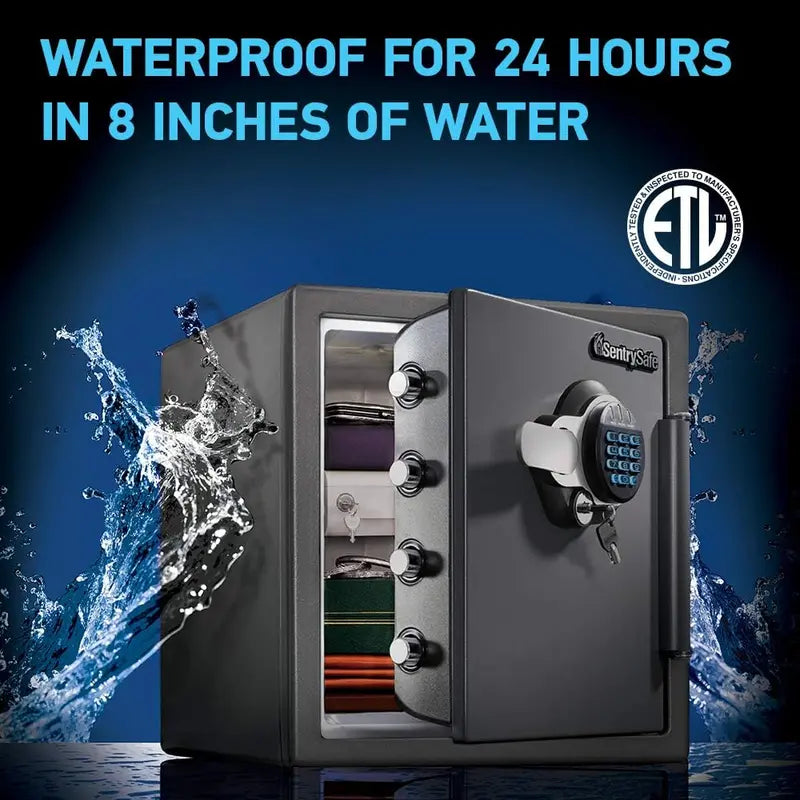 Weatherproof Key Lock Box with SentrySafe Fire & Water Resistant Safe – 1.23 Cu Ft Security Bundle