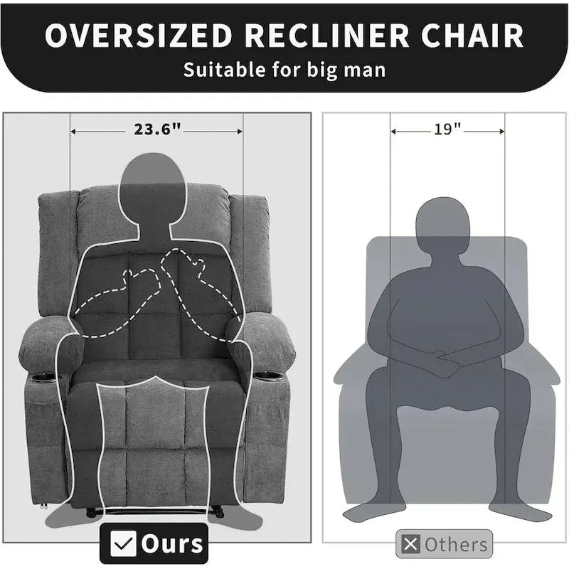 Power-Controlled Recliner with Built-in Heat and Massage Functions