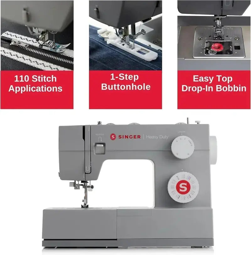 SINGER Heavy-Duty 4452 Sewing Machine – High-Speed Motor, 110 Built-in Stitches, and Accessory Kit