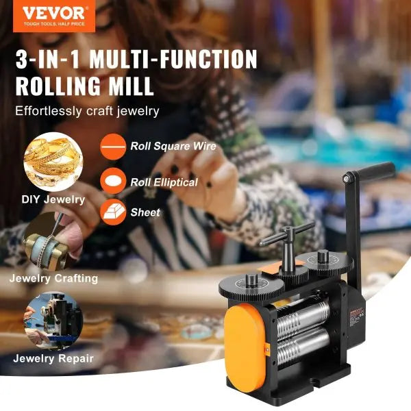Vevor 3-in-1 Jewelry Rolling Mill – Multi-Function Machine with 57mm Max Rolling Width