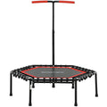SPORTNOW Fitness-Trampolin 114 cm, elastische Seile, verstellbarer Griff 3 Positionen, leises Übungstrampolin, Rot