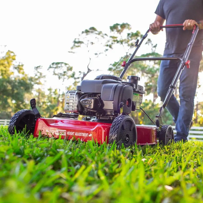 Hyper Tough 20″ Gas-Powered Push Mower — 125cc Briggs & Stratton Engine, Prime N Pull Start, 5-Height Settings