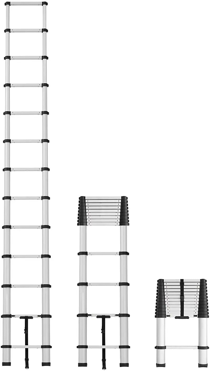SmartClose Telescoping Aluminum Ladder – 12.5 ft Extendable, 16 ft Max Reach, 300-lb Capacity