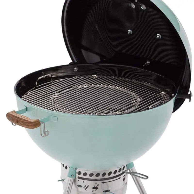 Weber 22-Inch Charcoal Grill – Rock N Roll Blue Kettle BBQ with Durable Porcelain-Coated Lid