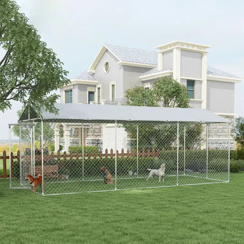 PawHut Heavy-Duty Waterproof Outdoor Dog Kennel – 19.7 ft x 7.5 ft