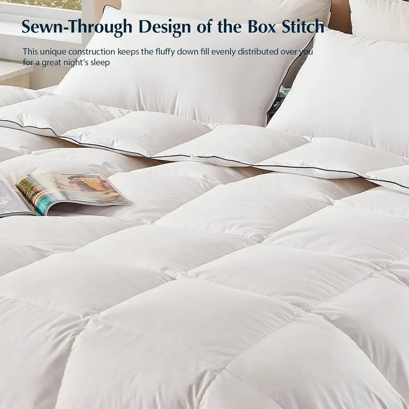 Pacific Coast Goose Feather Down Comforter – Queen Size | 100% Cotton Hypoallergenic Duvet Insert with 8 Corner & Center Loops, All-Season Luxury Hotel-Grade Softness