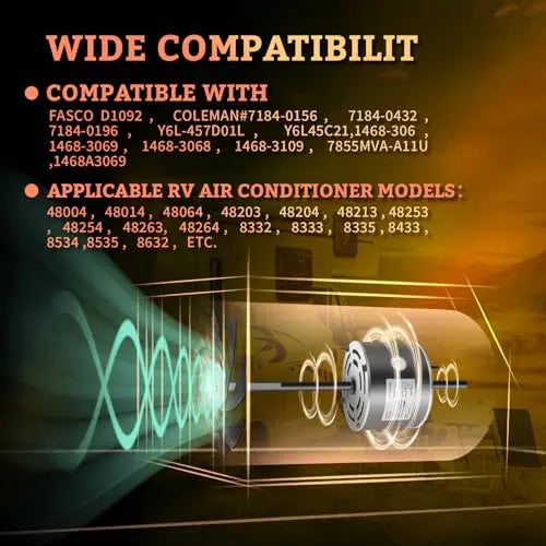 RV AC Fan Motor 1/3 HP 115V – Compatible with Coleman Mach 6000 & 8000 Series 48014 7855MVA-A11U