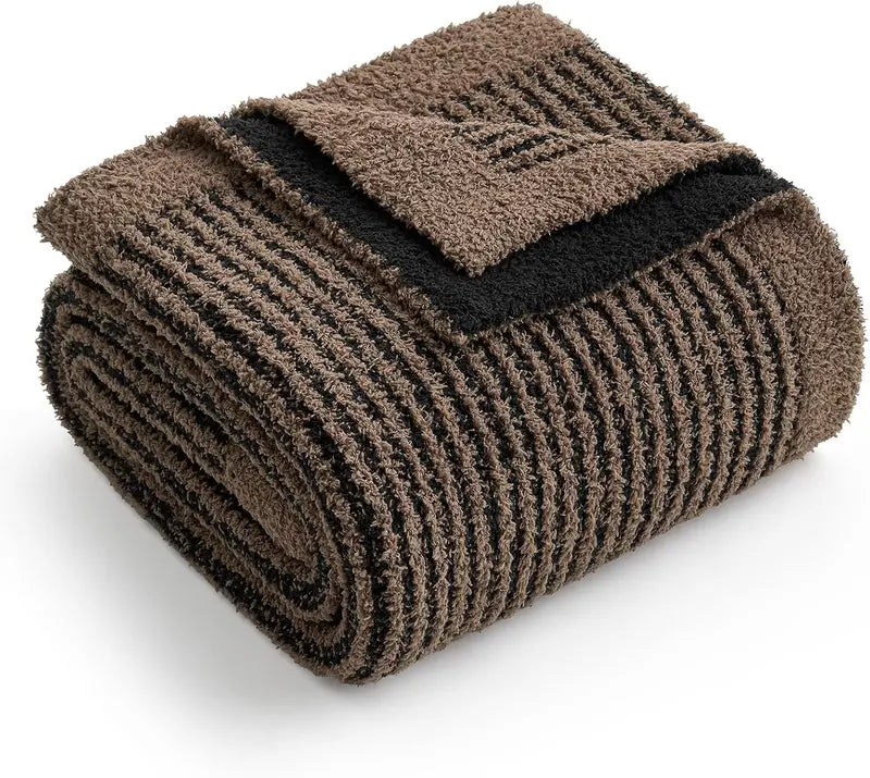 Reversible Ribbed Knit Throw Blanket – Soft Dual-Texture Sofa & Bed Cover