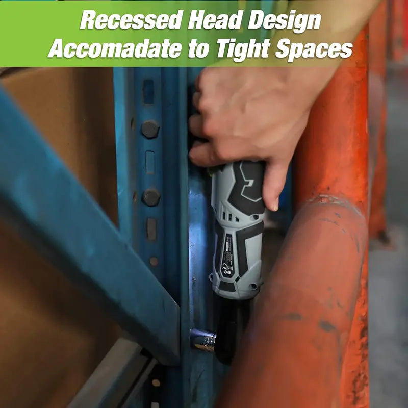 WORKPRO 12V Cordless Electric Ratchet Wrench – 3/8″ Drive, 40 Ft-lbs Torque, Includes 9-Piece Accessory Kit