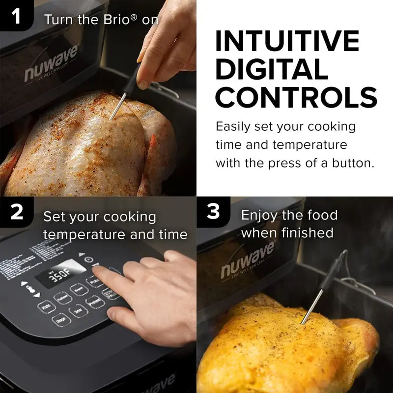 Nuwave Brio 15.5Qt Air Fryer Oven – 1800W Rapid Reheating, Baking & Dehydrating with 50°–425°F Range