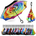 SIEPASA 40/49/56/62 inch Inverted Reverse Upside Down Umbrella, Extra Large Double Canopy Vented Windproof Waterproof Stick Umbrellas with C-Shape