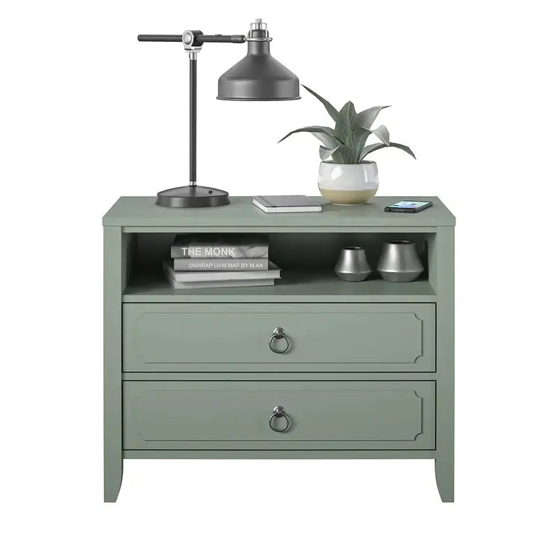 Green Drawer Nightstand for Bedroom Storage