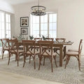 Rustic Farmhouse Folding Dining Set – 8-Foot Table with 10 Cross-Back Chairs and Seat Cushions
