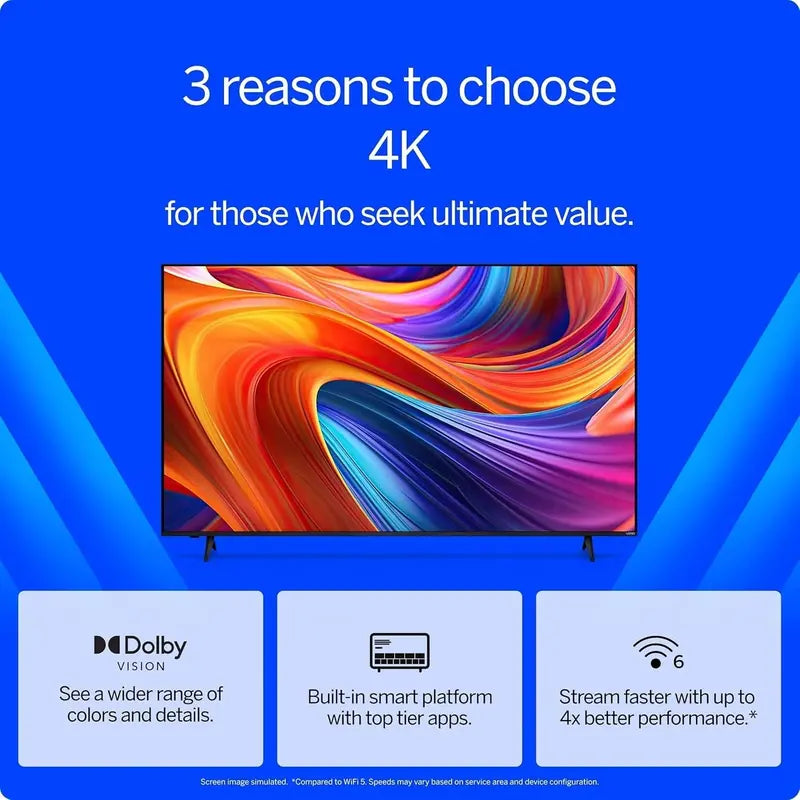 Refurbished VIZIO 50-Inch 4K HDR Smart TV – Dolby Vision, HDR10+, WiFi 6 Connectivity