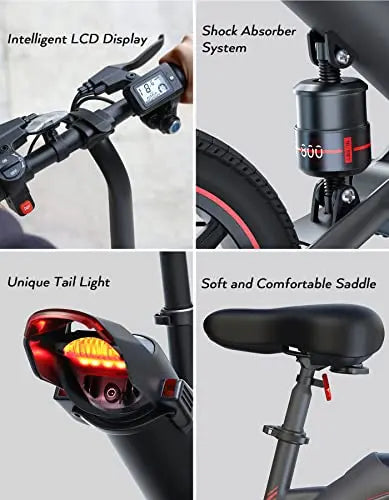Sailnovo 14″ Folding Electric Bike – Lightweight E-Bike for Adults & Teens with Integrated Lithium Battery