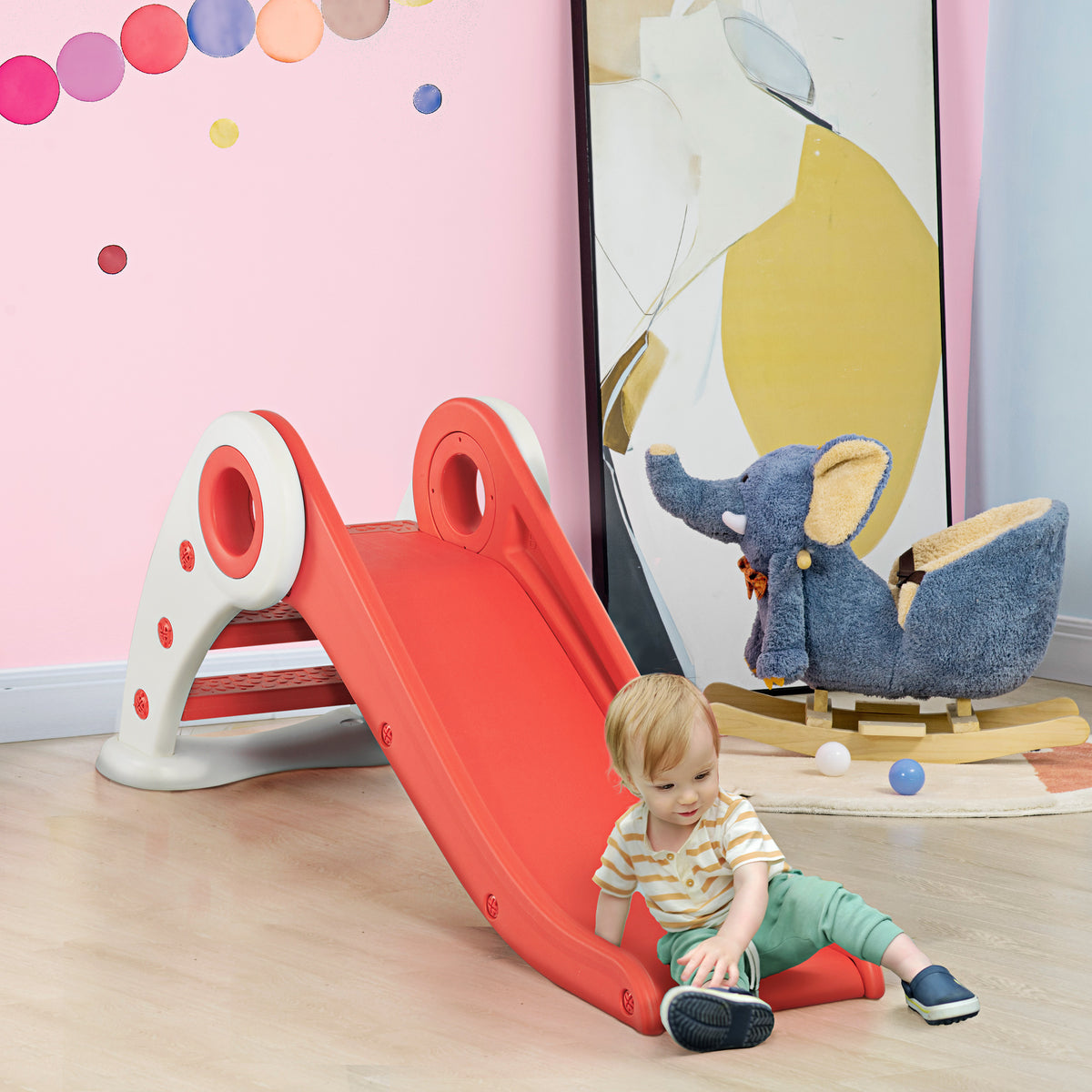 HOMCOM Kinderrutsche Faltbar 3 bis 6 Jahre Innen & Außen BxTxH 120 x 50 x 56 cm HDPE Rot