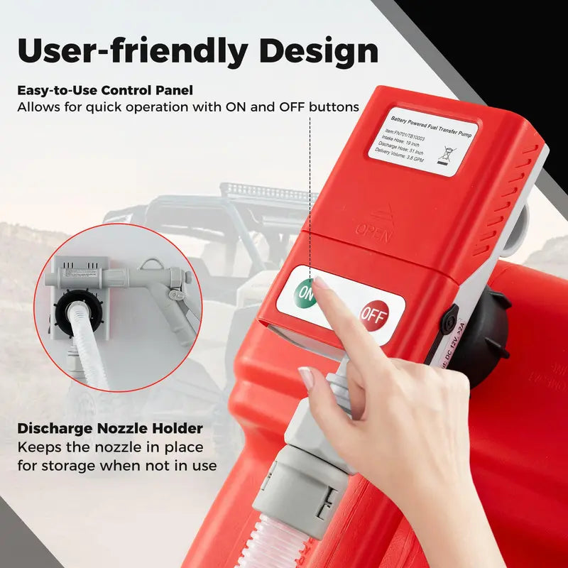 Portable Battery-Powered Fuel Transfer Pump – Adjustable Flow Rate & Nozzle